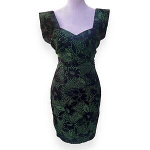 Jessica McClintock for Gunne Sax Green Glitter Velvet Party Dress Size 3/4